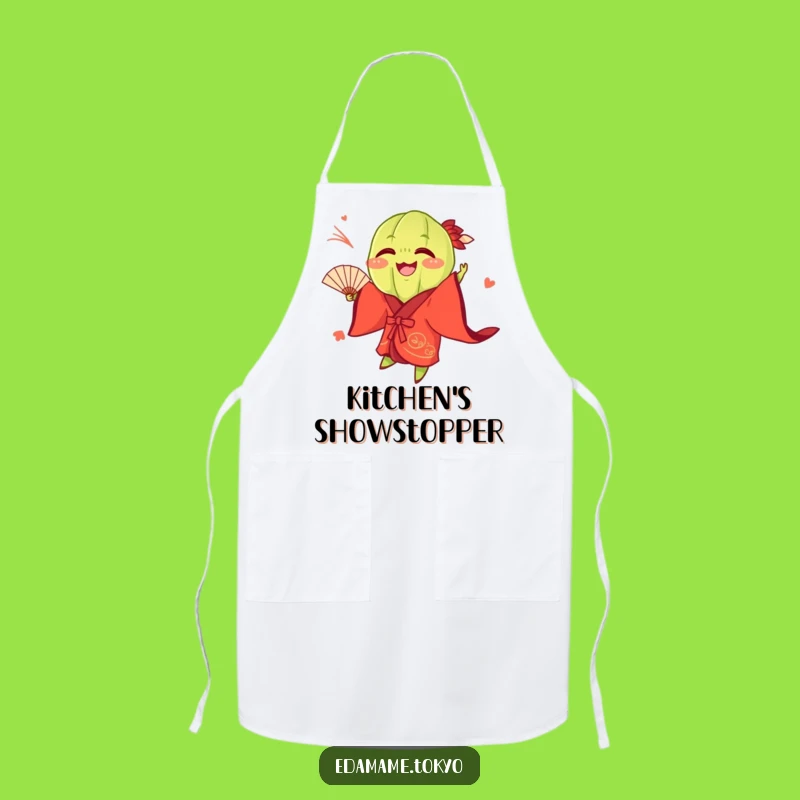 Funny Edamame Fan Apron - Cook with Glee, Hilarious Gift for Chefs