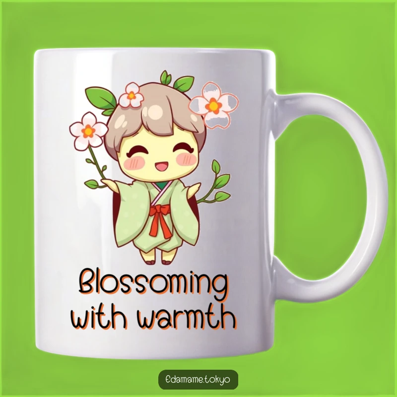 Funny Edamame Blossom Mug - Traditional Kimono - Sweet Gift