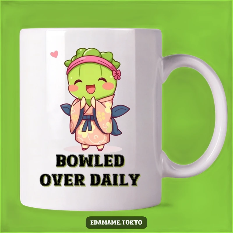 Funny Edamame Bowing in Vibrant Kimono Mug - Perfect Gift