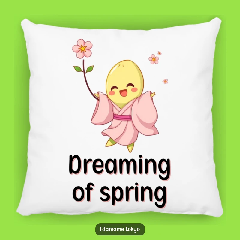 Funny Edamame Pillow: Soft Pink Kimono Twirl Blossom Cushion, Perfect Cozy Gift