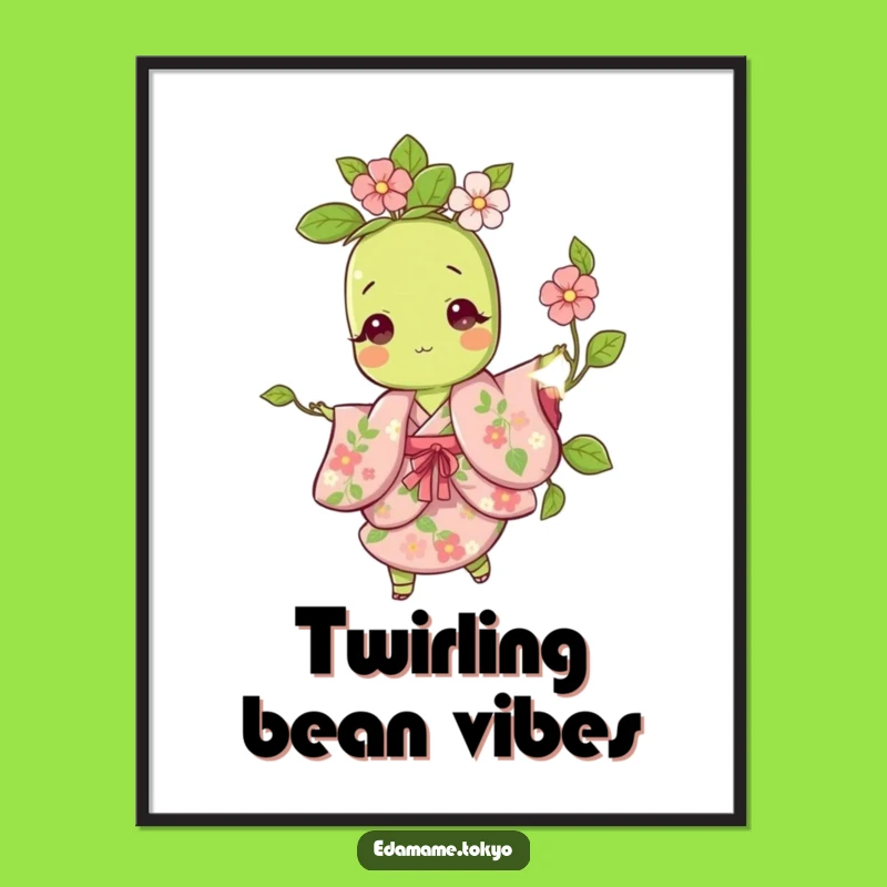 Funny Edamame Digital Art: Floral Kimono Twirl - Instant Gift