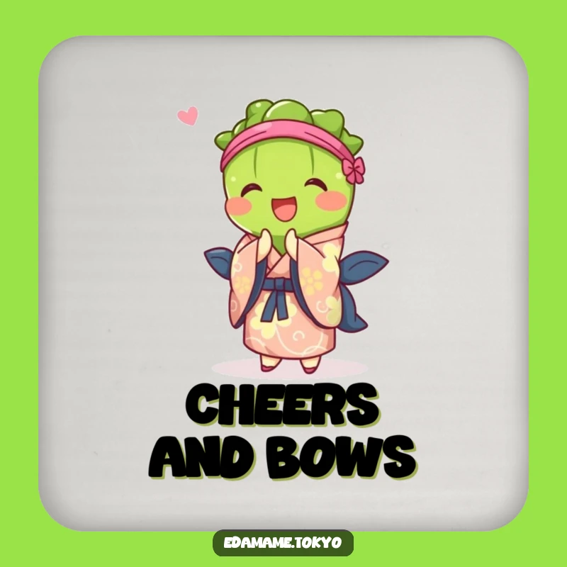 Funny Edamame Coaster: Vibrant Kimono Bow - Drink Accessory Gift