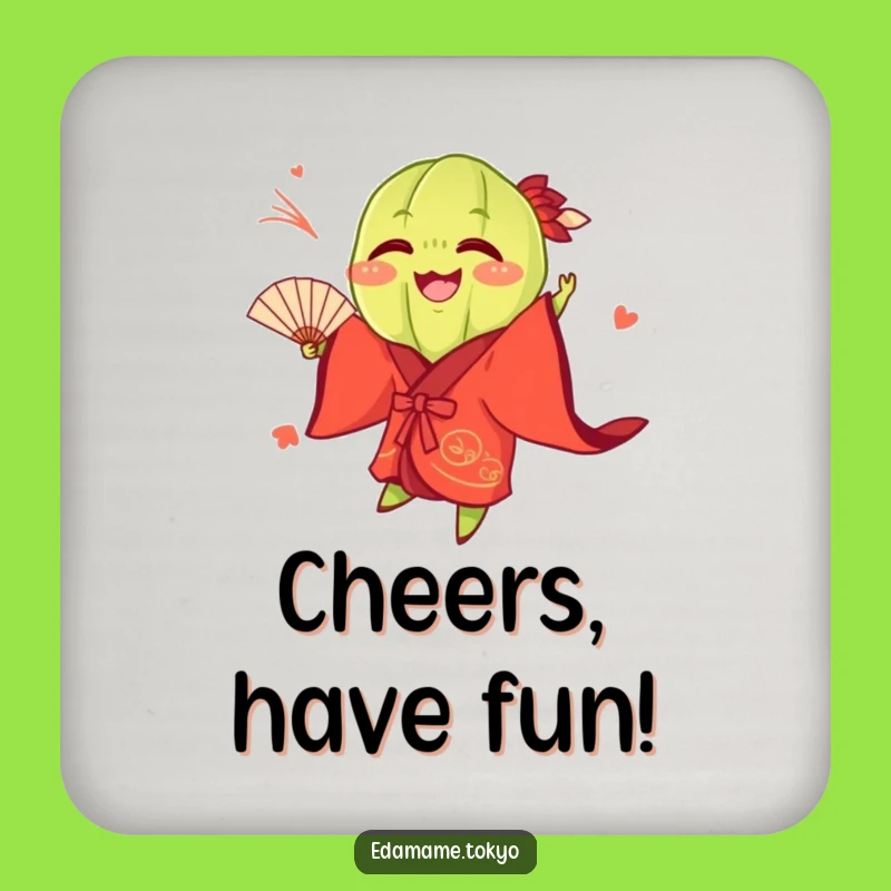 Funny Edamame Fan Drink Coaster - Protect Surfaces with Flair, Unique Funny Gift