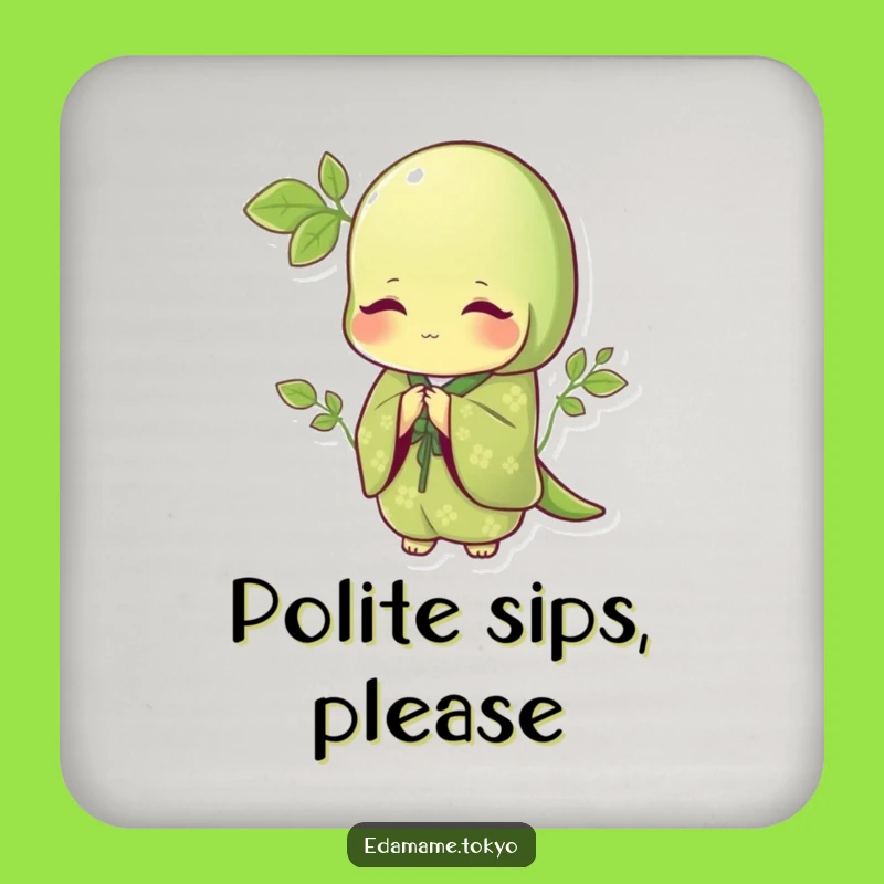 Funny Edamame Coaster: Green Kimono Bow, Elegant Table Protection, Gift