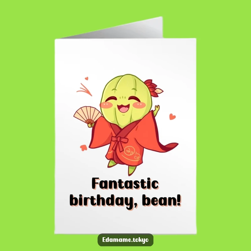 Free Printable Birthday Card: Edamame Fan Toss for a Lively Celebration!