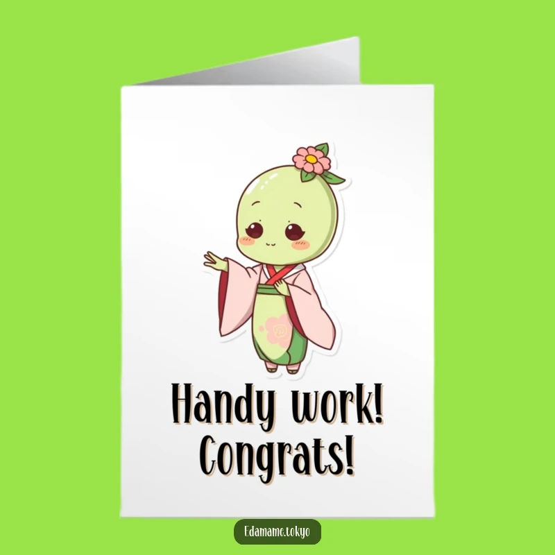 Free Printable Congrats Card: Edamame's Elegant Kimono Hand Funny Downloadable Gift