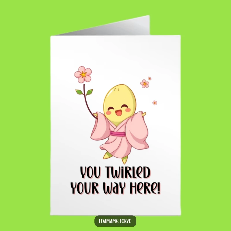 Free Printable Congrats Card: Funny Edamame Twirling - Elegant Downloadable Gift