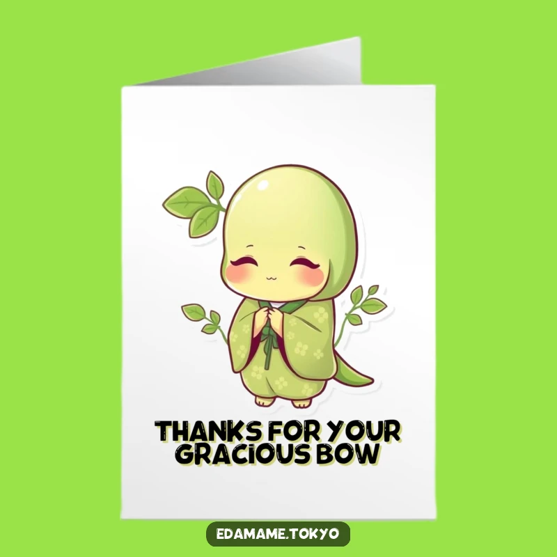 Free Printable Thank You Card: Bowing Edamame - Grateful Downloadable Gift