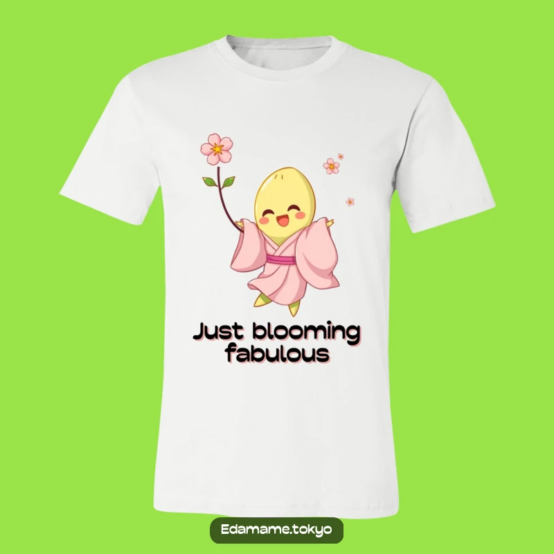 Funny Edamame Kimono T-Shirt: Joyful Twirling Blossom Design, Perfect Fun Gift