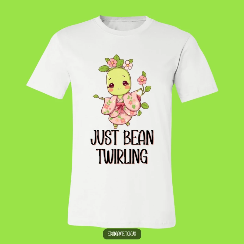 Funny Edamame T-Shirt: Playful Twirl in Floral Kimono - Cute Gift