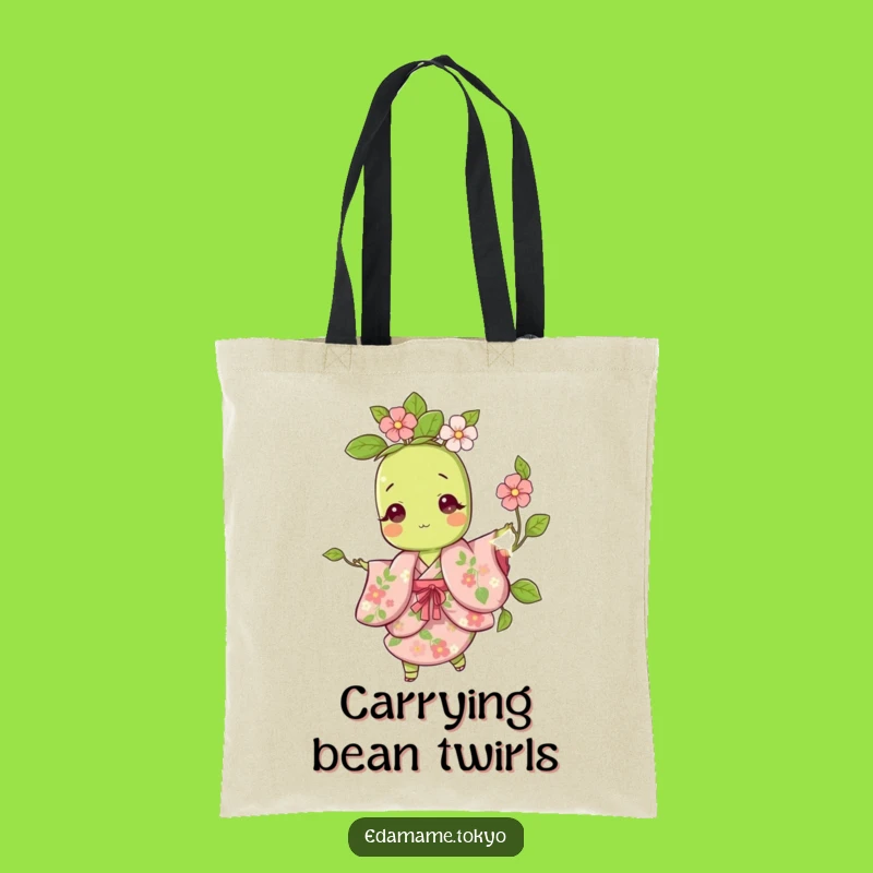 Funny Edamame Tote Bag: Floral Kimono Twirl - Stylish Gift
